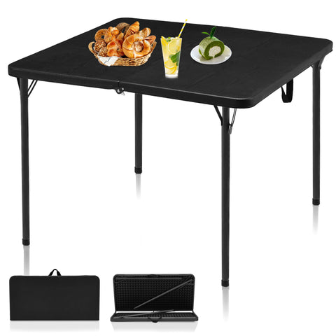 Kasunpul 34-inch folding table folded for compact storage, easy transport
