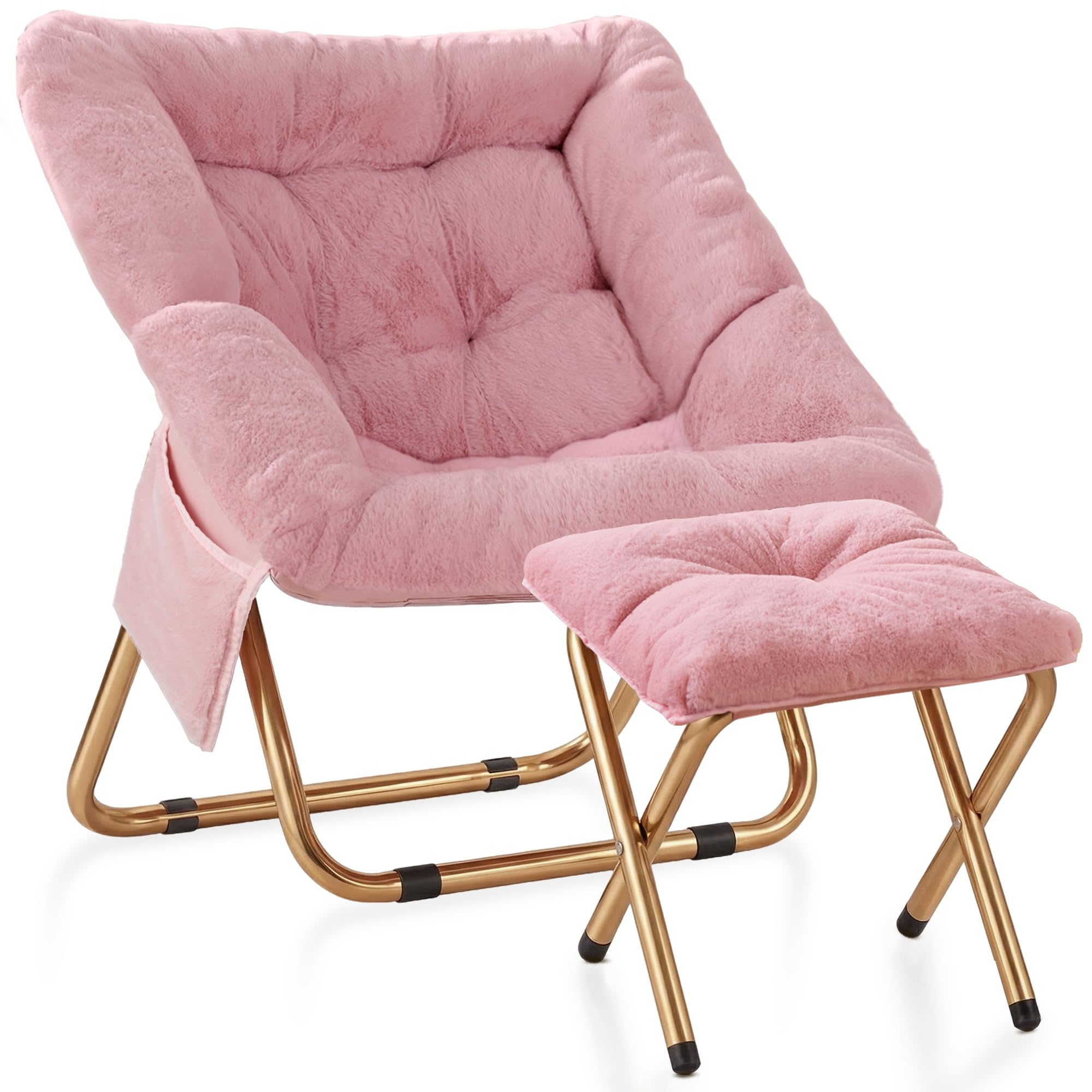 Kasunpul Comfy Saucer Chair folded for easy storage under bed.
