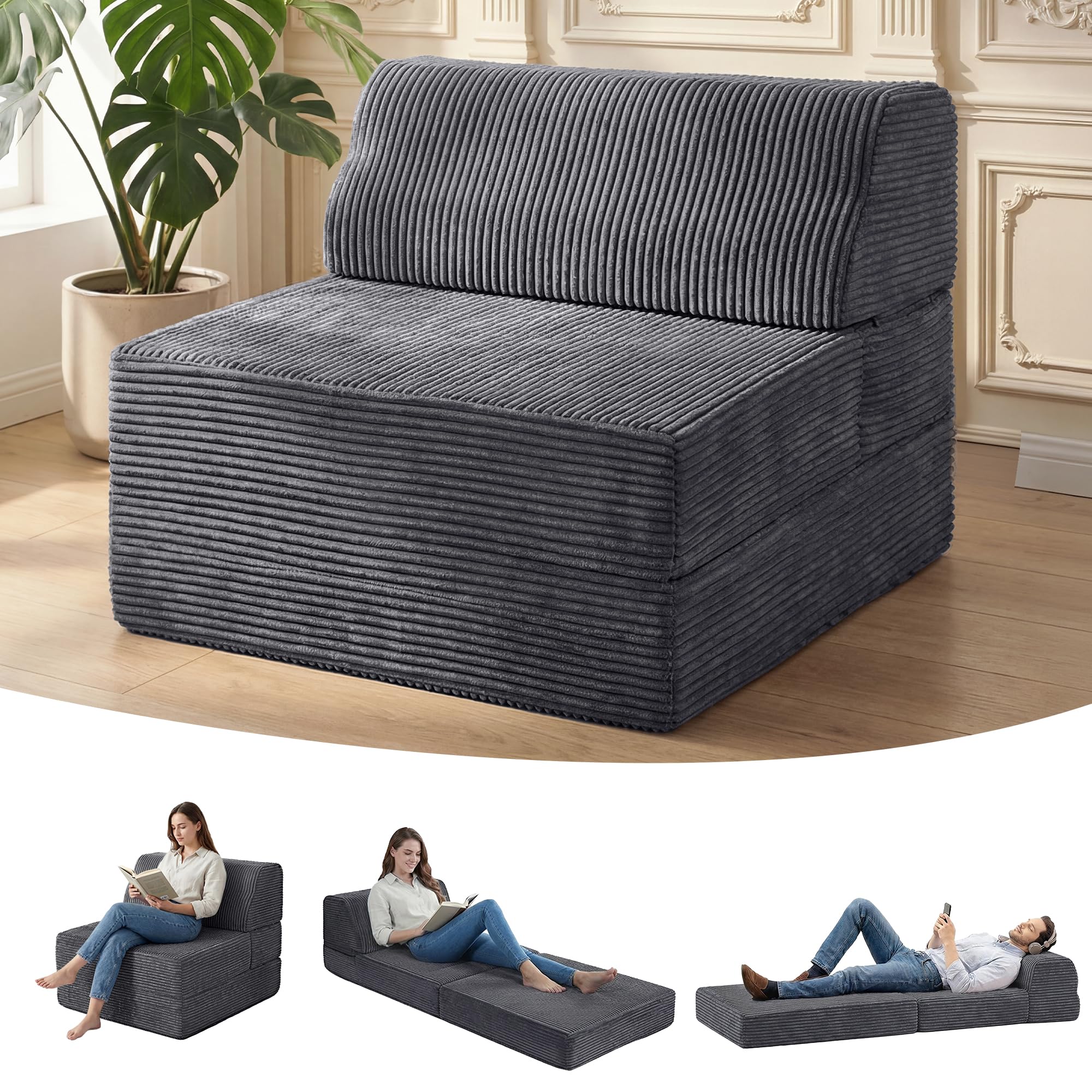 Kasunpul folding sofa bed with pillow offers compact seating for guests.