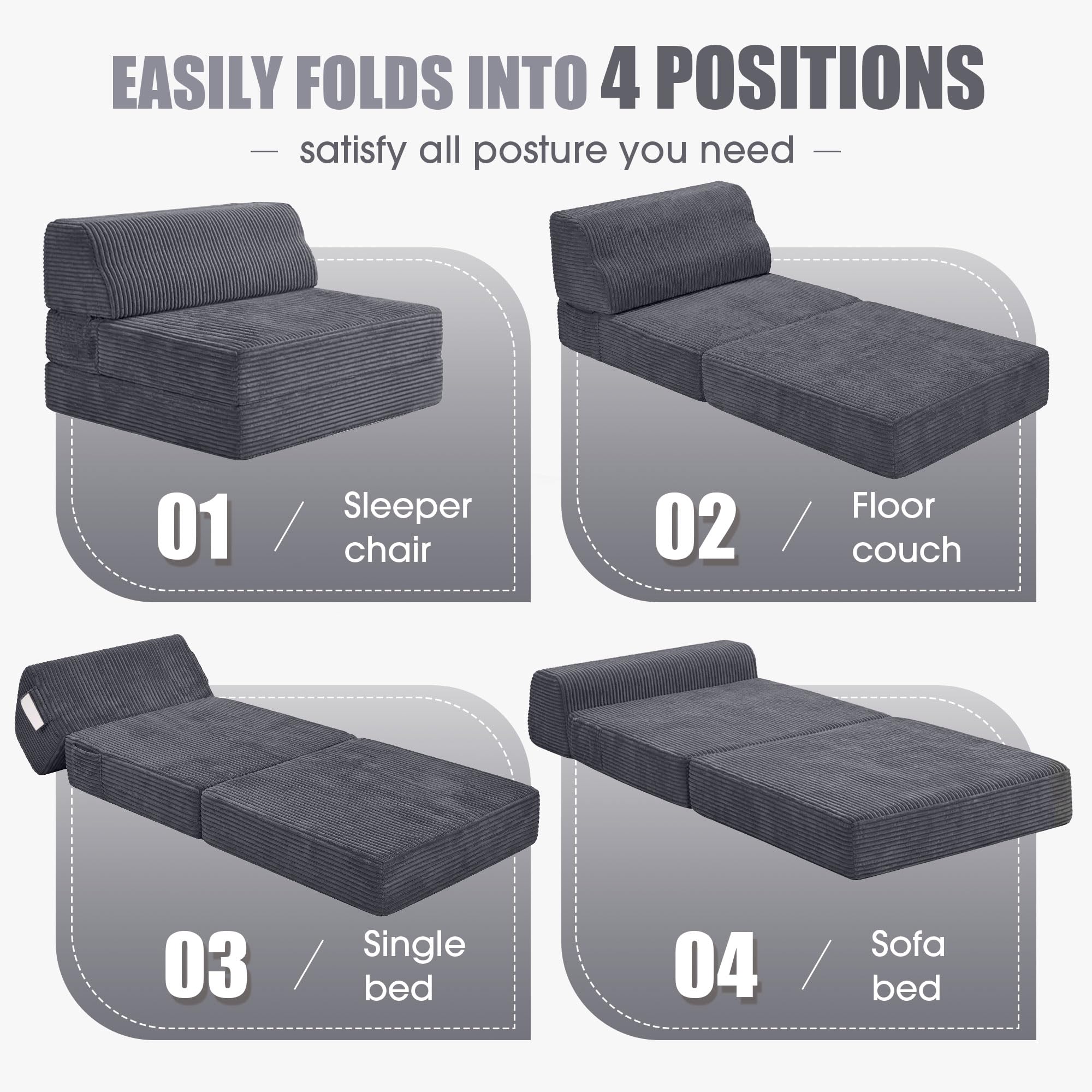 Kasunpul unfolded sleeper chair creates extra sleeping space for visitors.