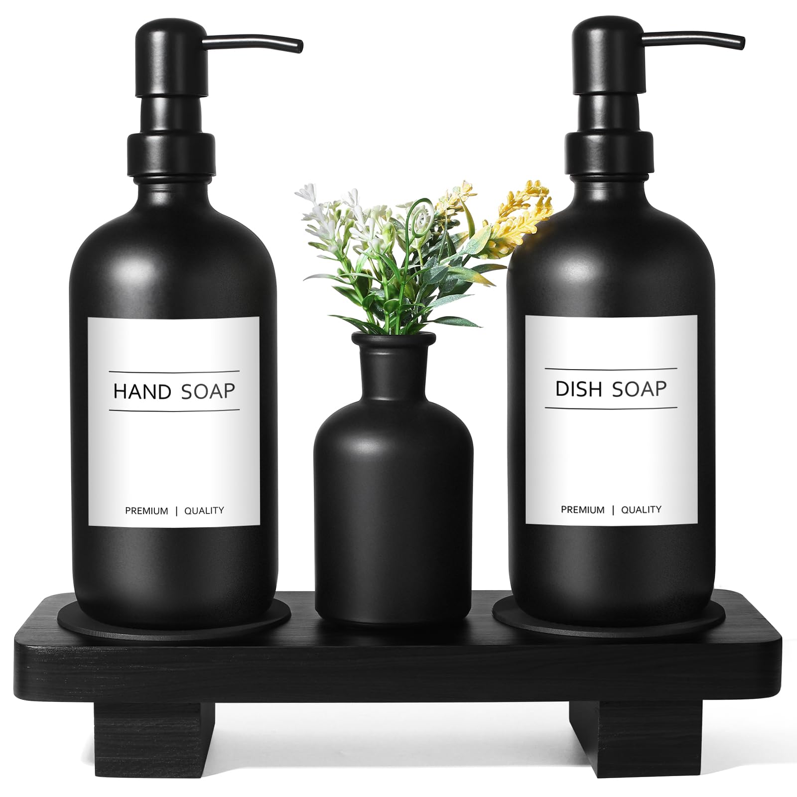 Kasunting dish soap dispenser with matte black pump for mess-free handwashing