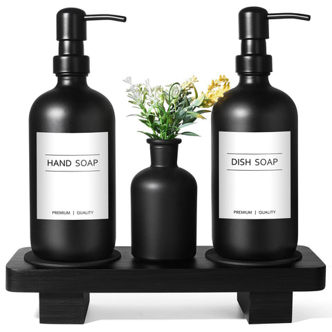 Kasunting dish soap dispenser with matte black pump for mess-free handwashing