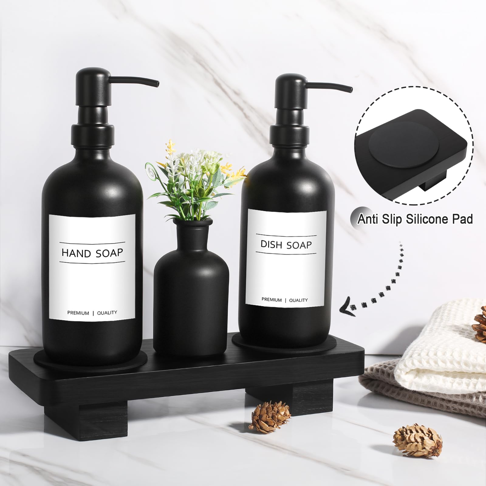 Kasunting glass vase with artificial flowers enhances kitchen décor