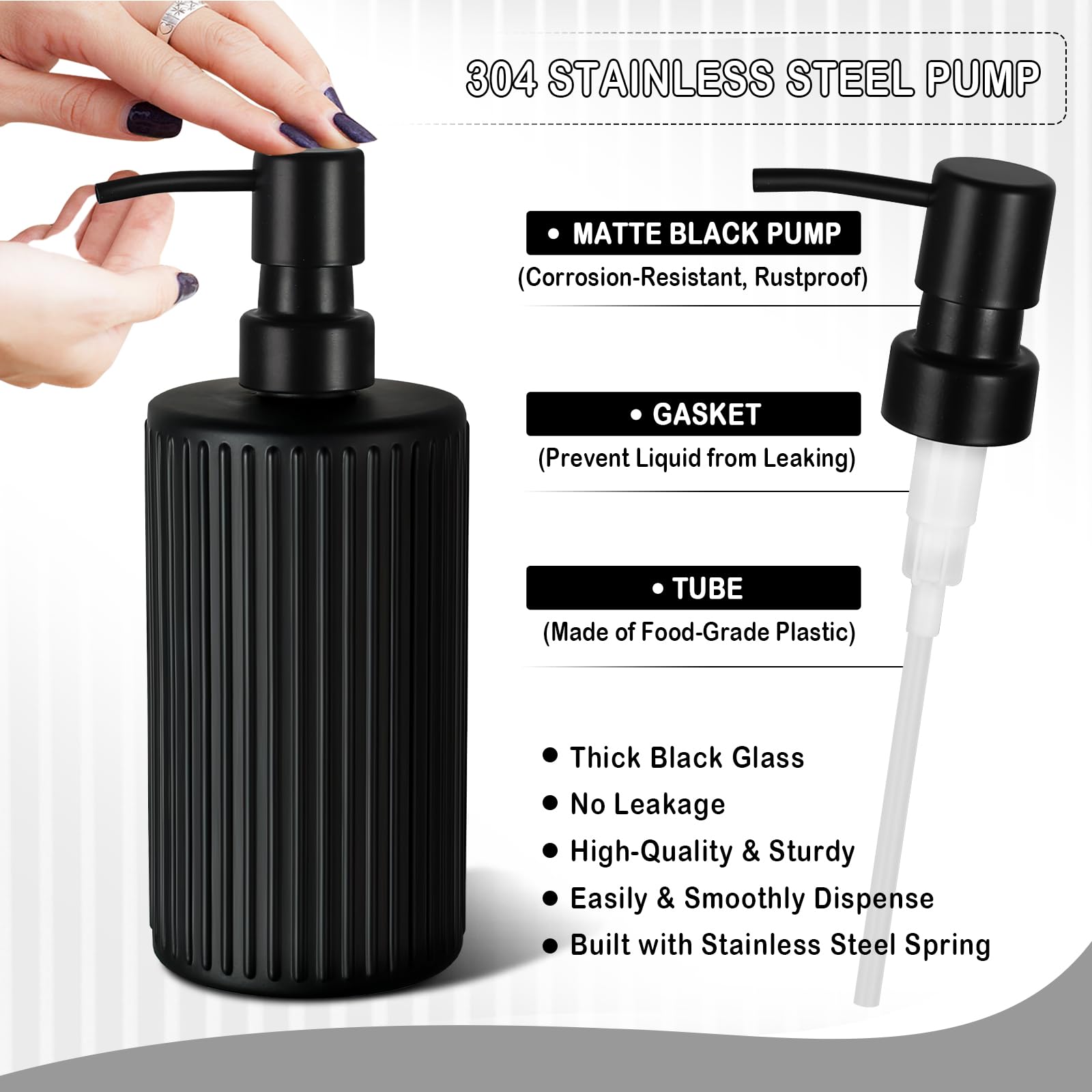 Kasunting matte black Qtip holder with lid for tidy cotton swab storage