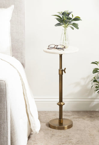 Engles antique-brass base adds timeless charm to living spaces.