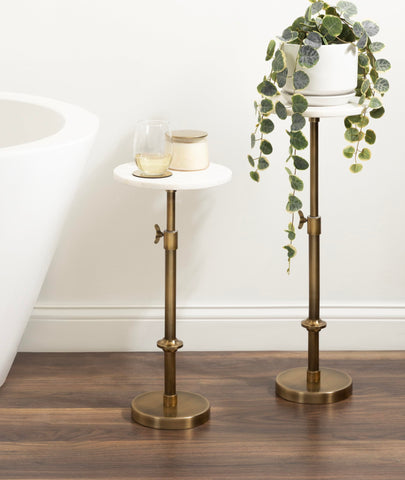 Kate and Laurel Engles round table measures 10 by 10 inches, ideal for compact corners.