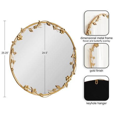 Kate and Laurel Rosella gold finish with ornate edge brings luxury to rooms.