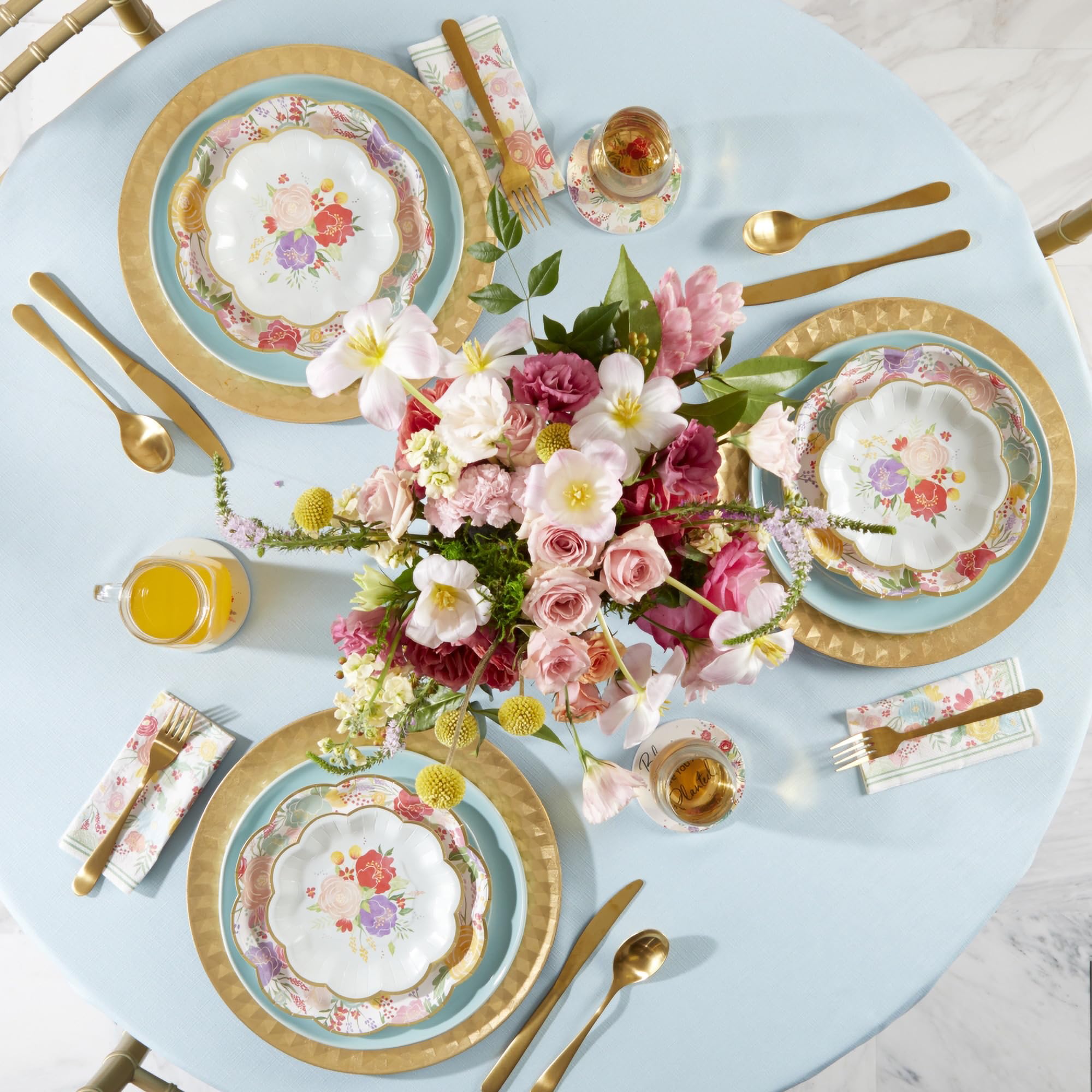 Kate Aspen Garden Blooms napkins folded, showcasing vintage French Country print.