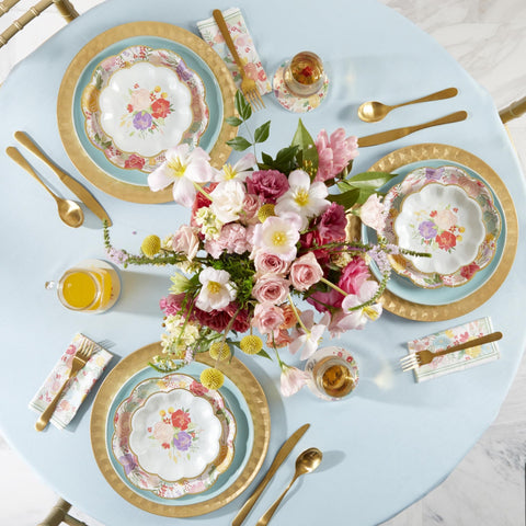 Kate Aspen Garden Blooms napkins folded, showcasing vintage French Country print.