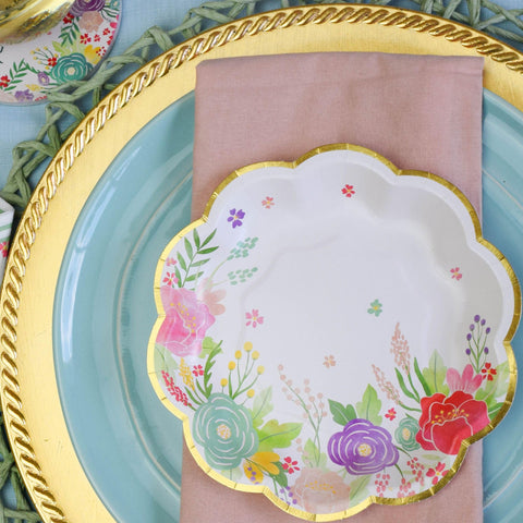 Kate Aspen Garden Blooms party scenery with durable plates and napkins.