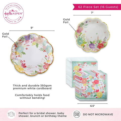 Kate Aspen Garden Blooms wedding shower setup adds color and charm.