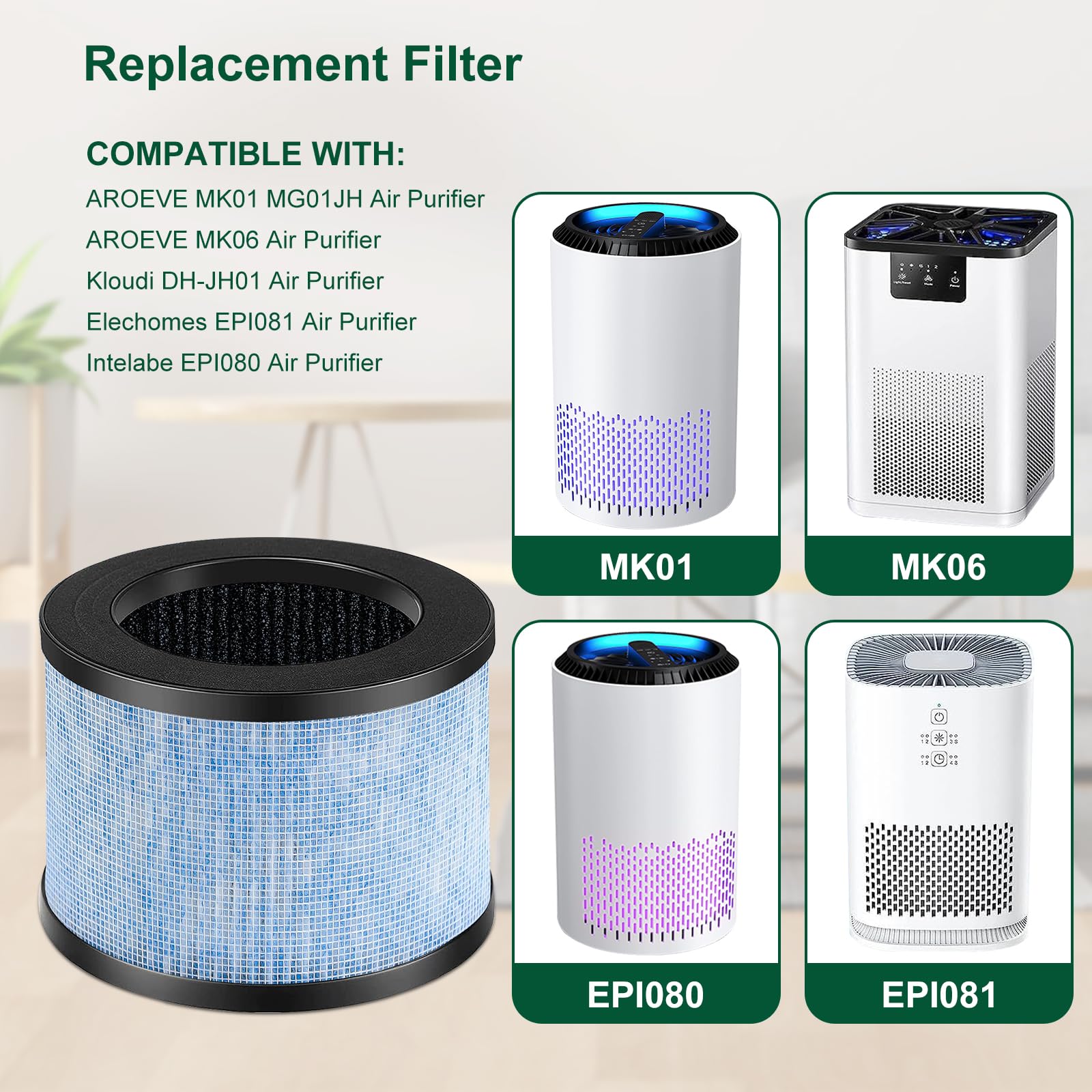 Katerelis activated-carbon filter for odor control in air purifiers.