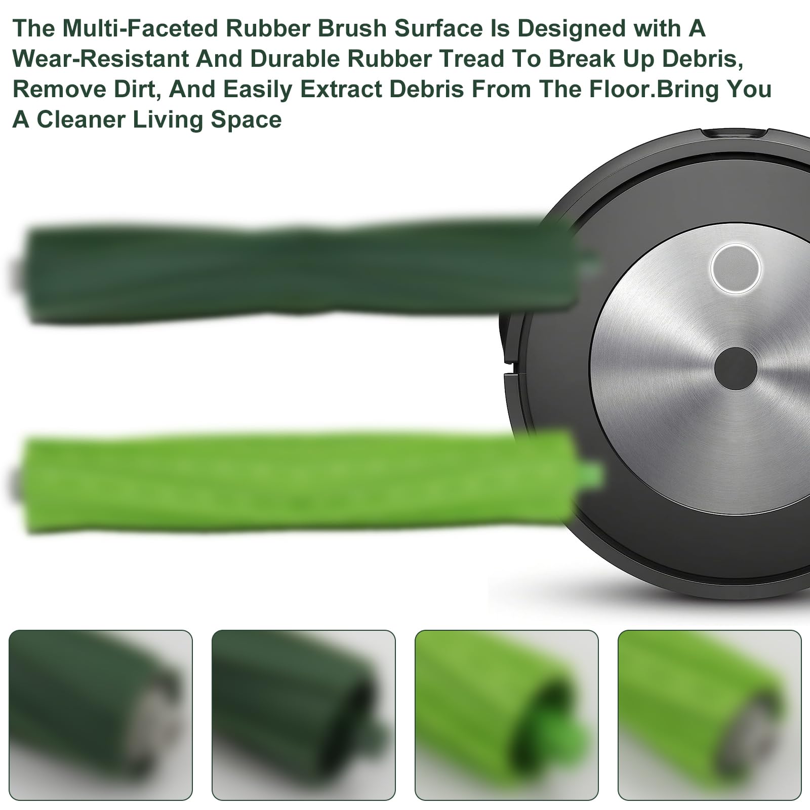 Katerelis multi-surface rubber brush for diverse floor types captures debris