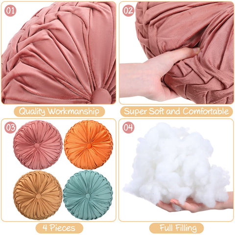 Kathfly bean paste pink pumpkin pillow soft velvet with pleats.