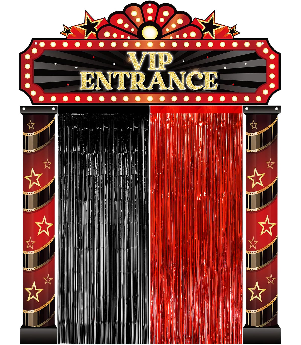 KaTiSeMo black tinsel curtain creates dramatic casino entrance