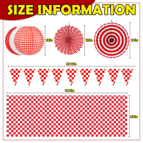 KaTiSeMo red gingham paper lanterns in 12-inch size for colorful lighting.