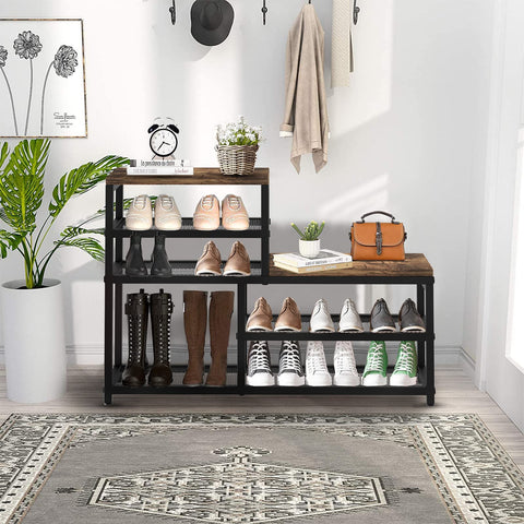 Katrawu brown shoe rack bench assembly in minutes.