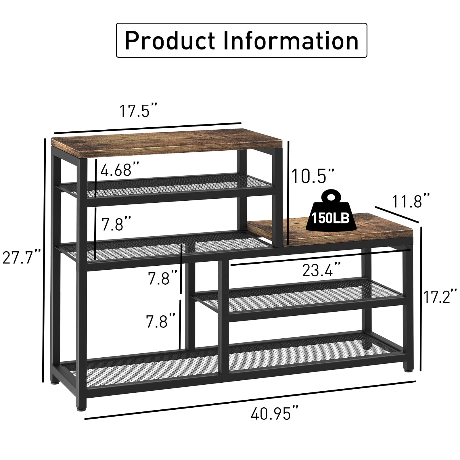 Katrawu brown shoe rack bench mesh shelves for breathable organization.