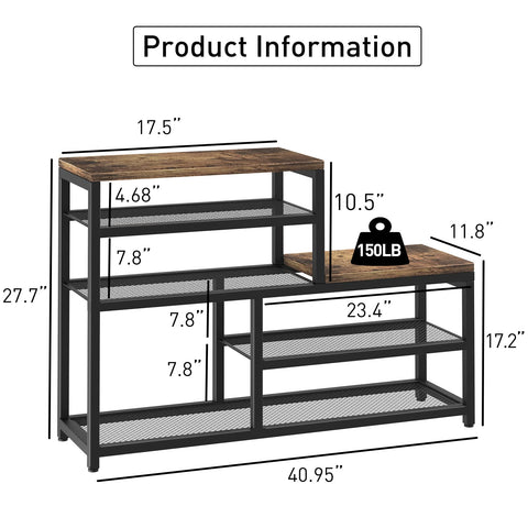 Katrawu brown shoe rack bench mesh shelves for breathable organization.