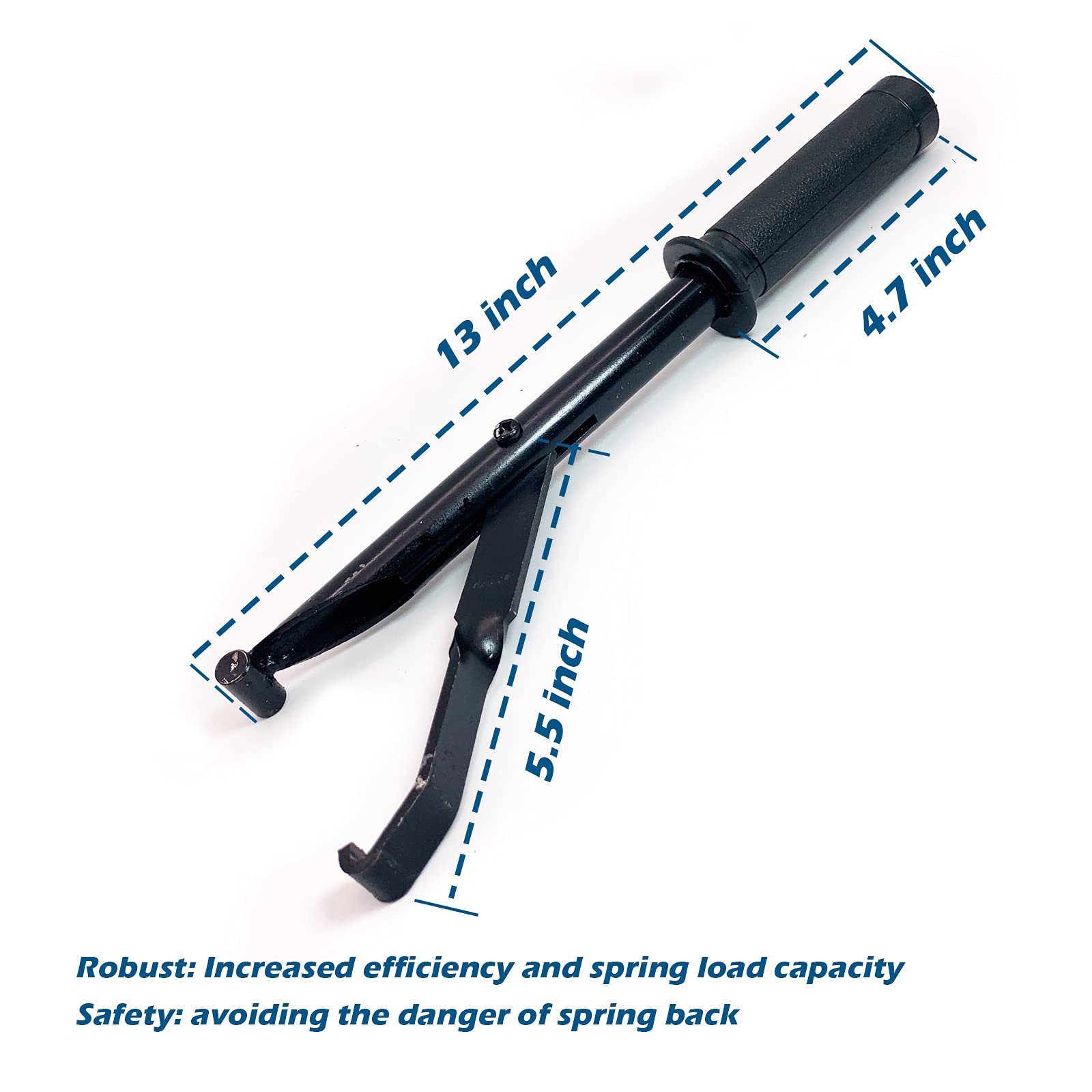 Kaupuar lever stretcher secure-hook operation prevents spring slippage.