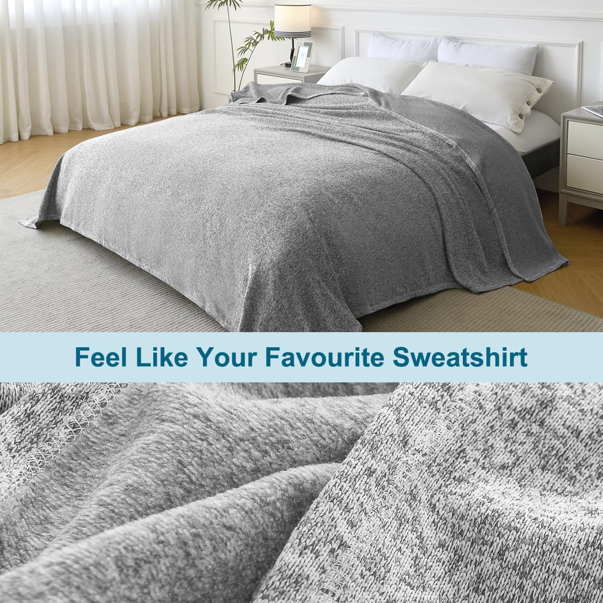 KAWAHOME Sweatshirt Blanket draped on sofa for TV night comfort
