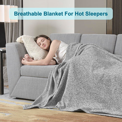 KAWAHOME Sweatshirt Blanket in light AC room demonstrates lightweight warmth