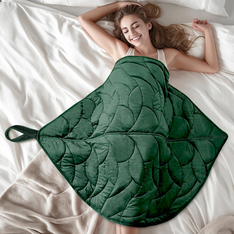 KAWBIYJ weighted lap blanket in crystal fleece offers silky comfort and warmth.