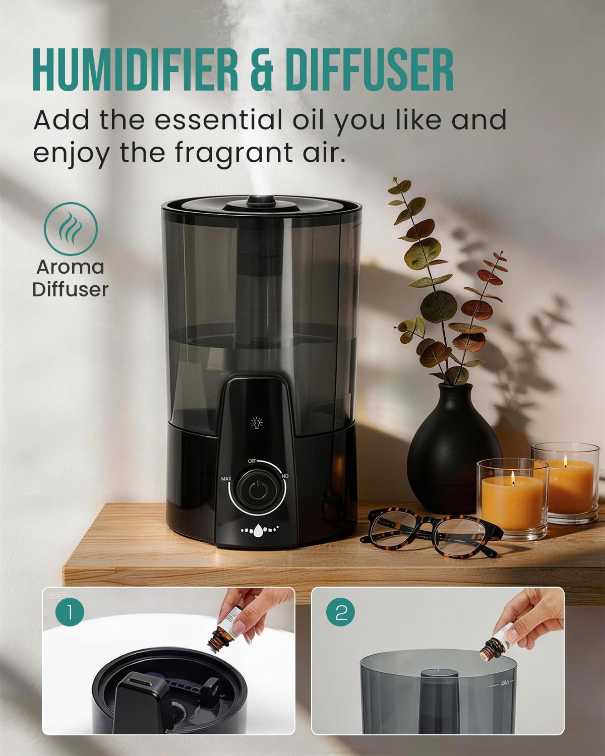 Kaxidol humidifier auto shut-off feature for safe use.