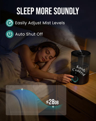Kaxidol humidifier night light creating a soft glow in a nursery.