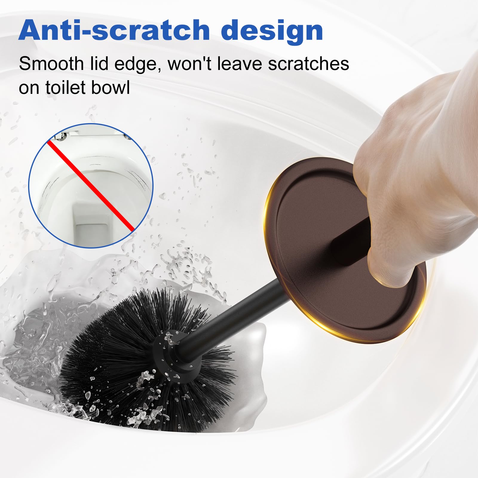 Kaxnuaxu 360-degree dense bristles for thorough toilet cleaning.