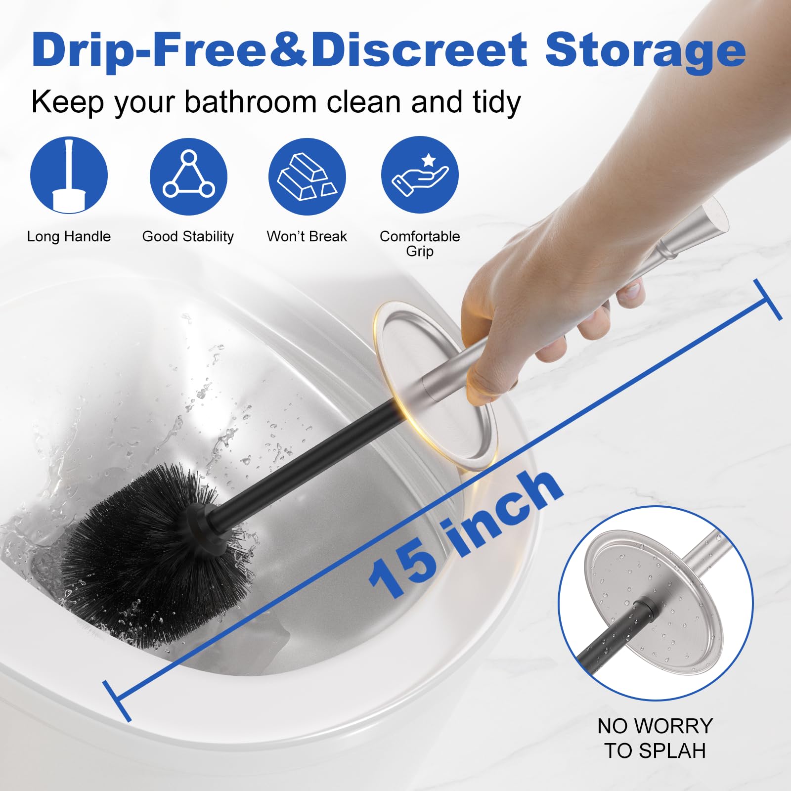Kaxnuaxu 15-inch ergonomic handle provides comfortable cleaning.