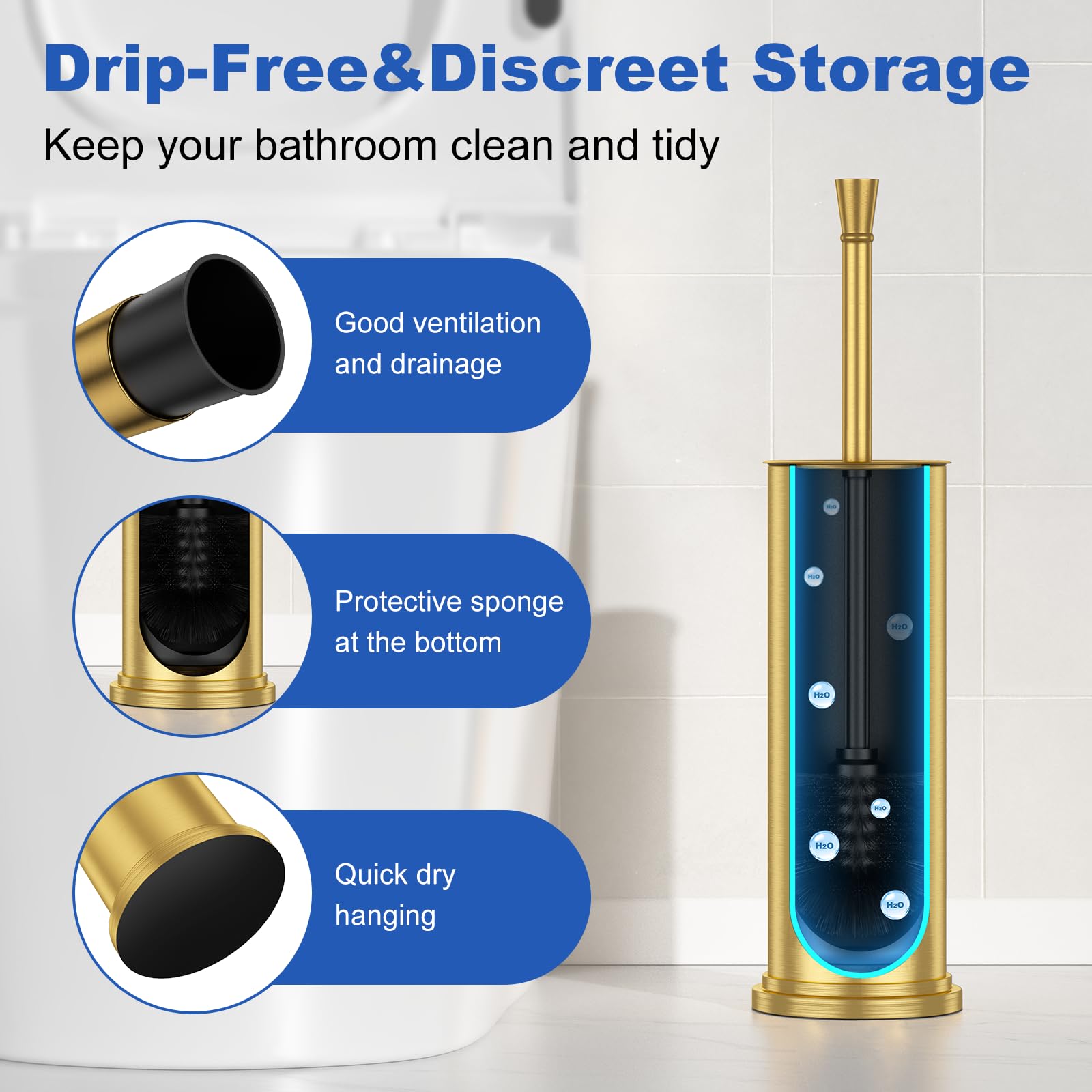 Weighted base keeps the holder steady during use and cleaning.