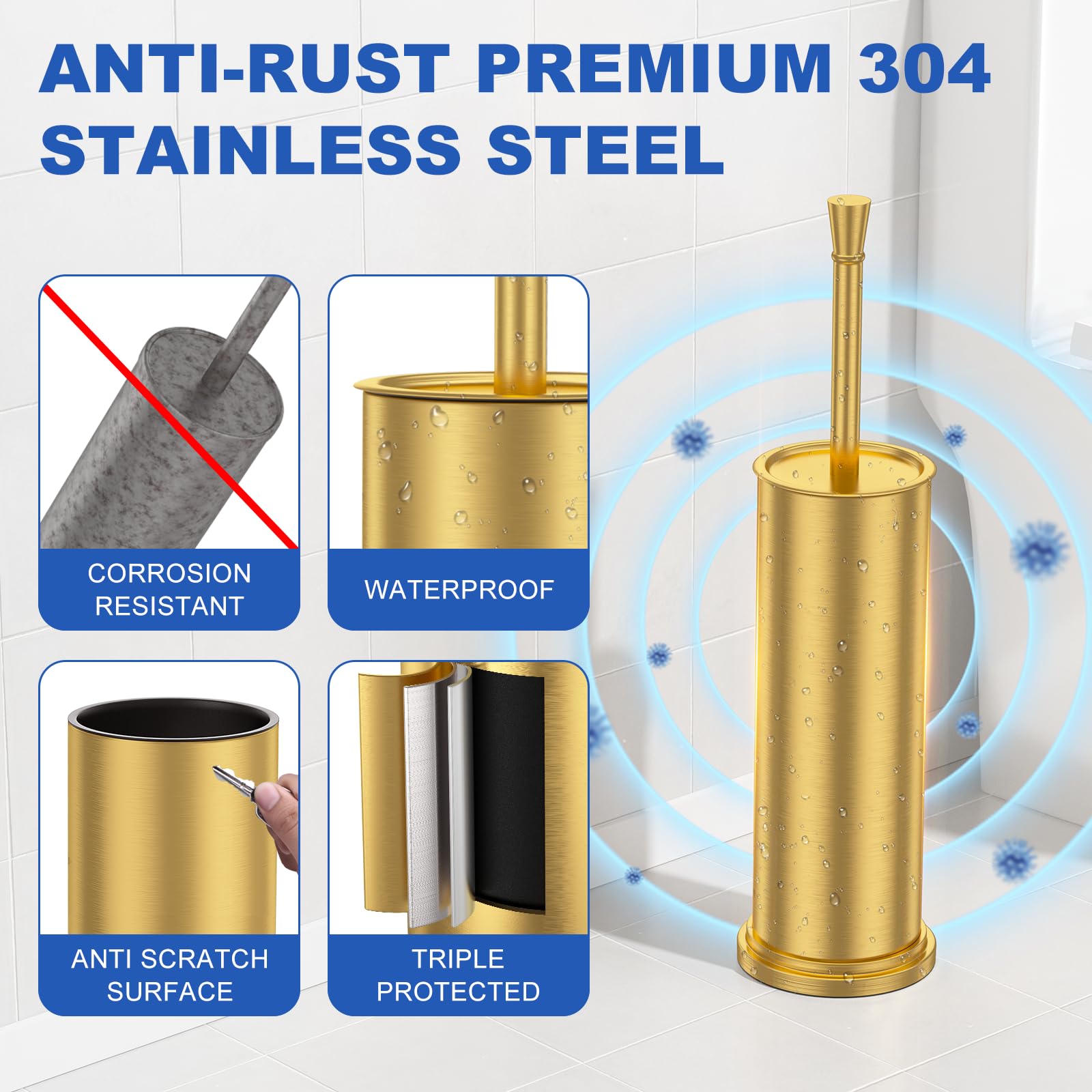 Close-up of Kaxnuaxu 304 stainless steel finish, highlighting rust resistance.