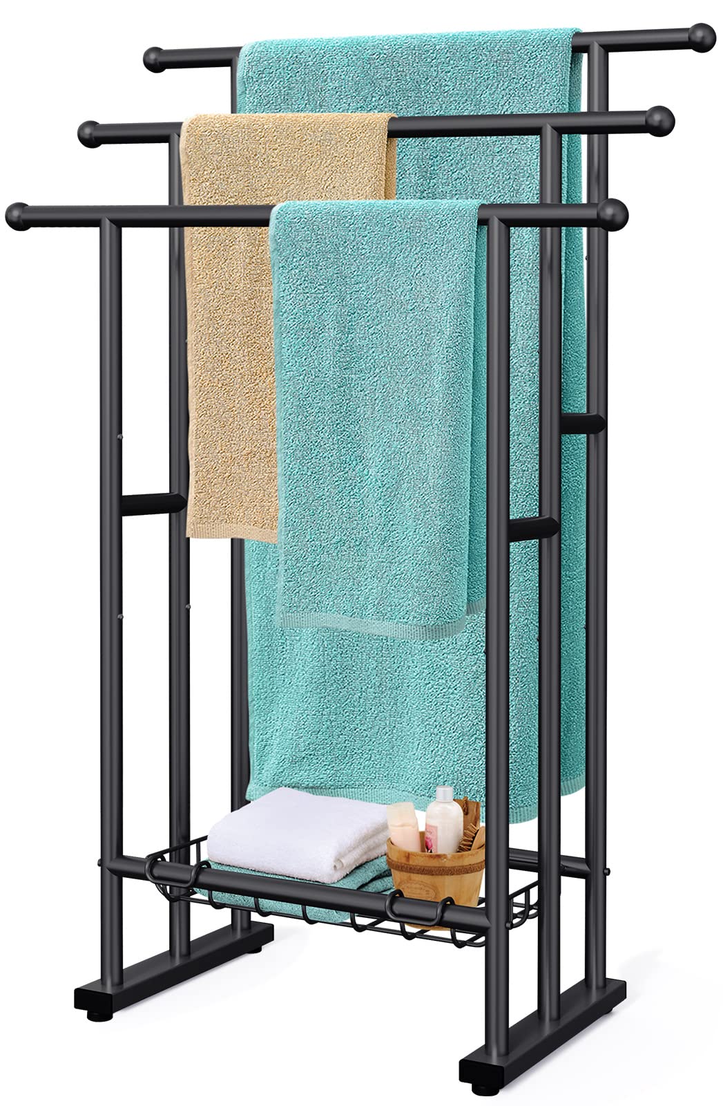 Kayfia 40-inch free-standing towel rack tall profile for towels