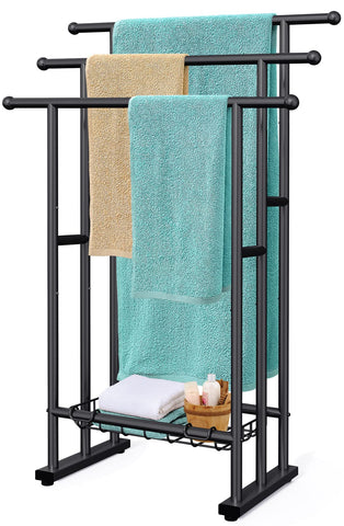 Kayfia 40-inch free-standing towel rack tall profile for towels