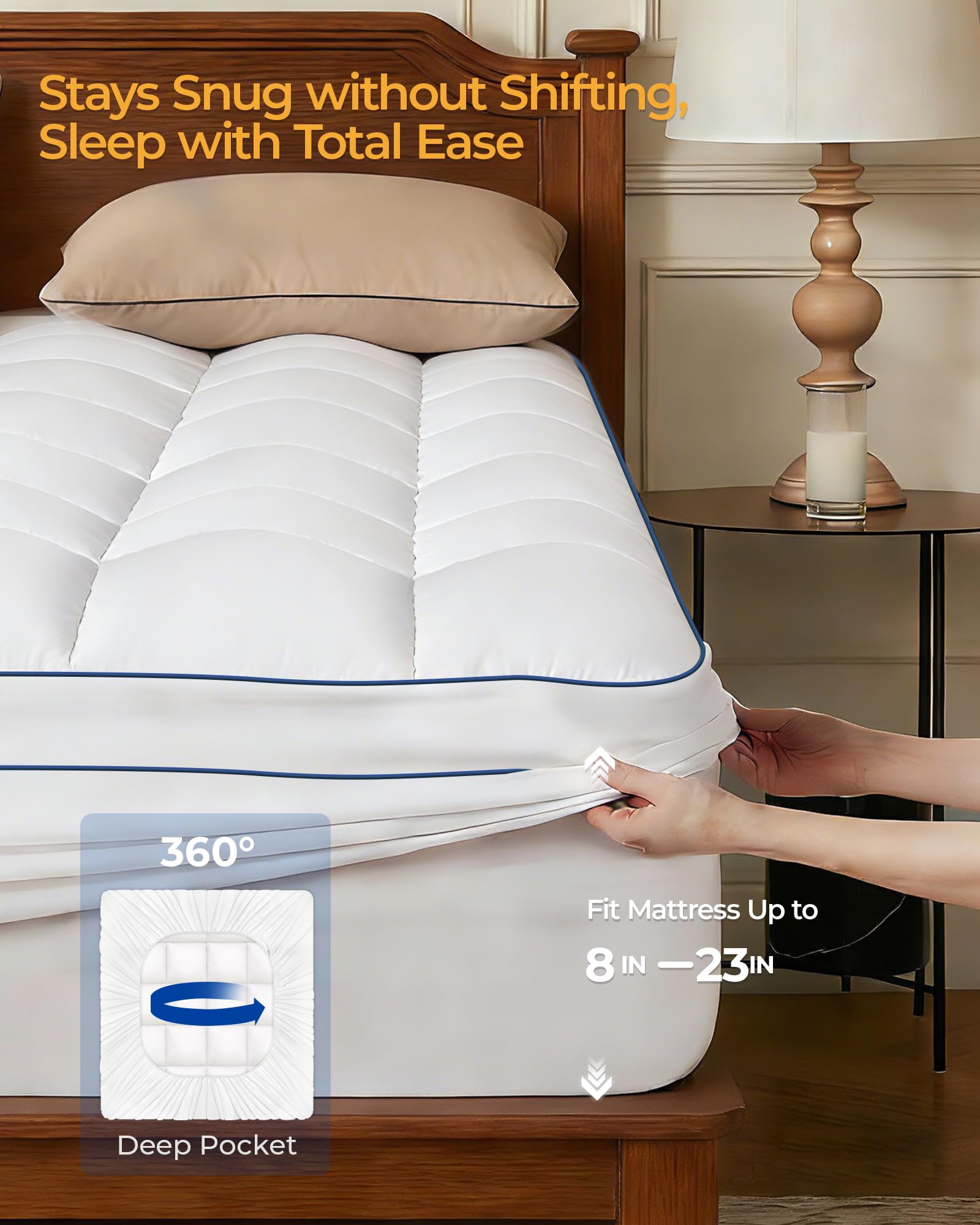Kayfia deep-pocket design reduces shifting for undisturbed rest