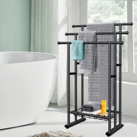 Kayfia towel drying stand for oversized towels with ventilation gaps