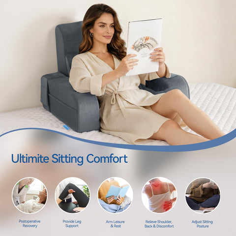 Kayfia Reading Pillow ergonomic design supports neck, back, and shoulders