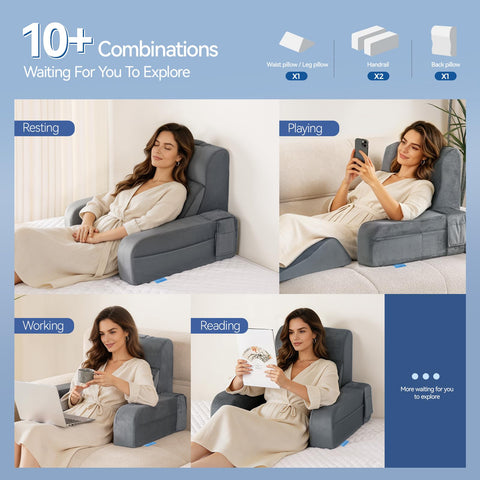 Kayfia Reading Pillow with pockets keeps essentials within reach