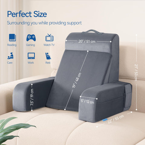 Kayfia Reading Pillow top handle and washable cover for easy transport