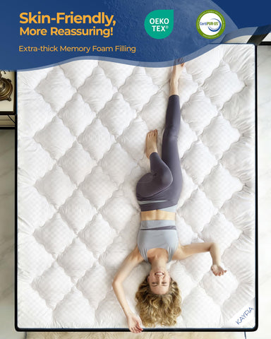 Kayfia topper lower layer contours to neck and lumbar for targeted support.