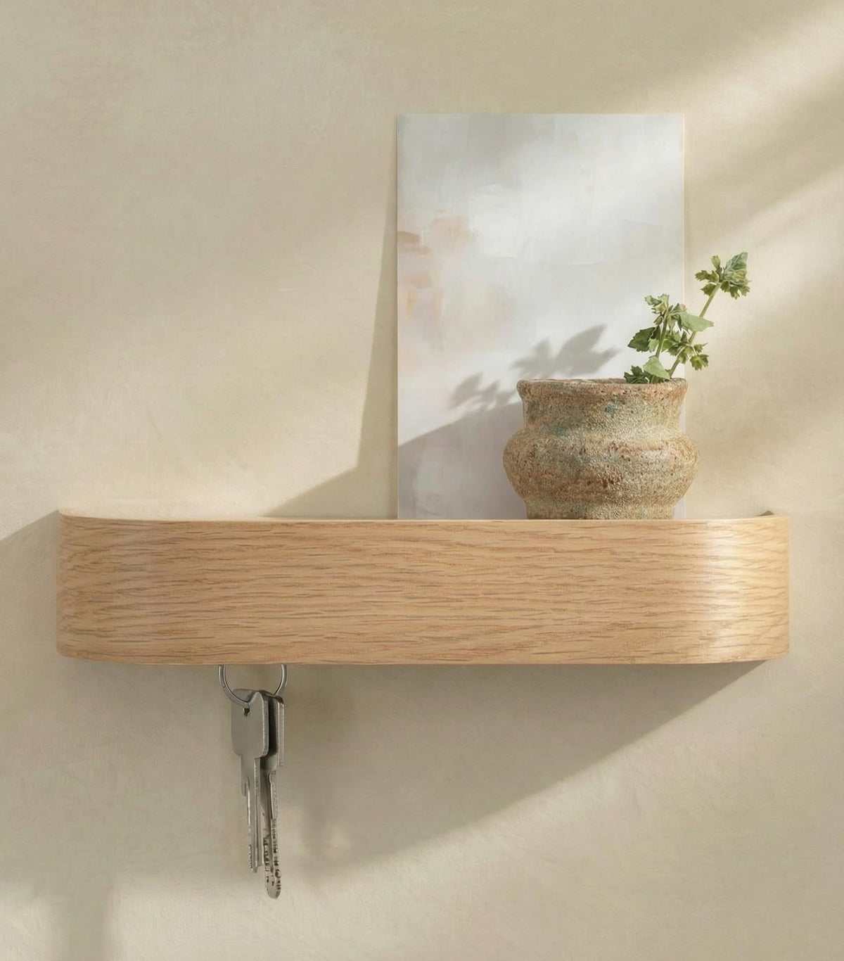 Kazai Toke key holder wall mount with oak finish organizes entryway