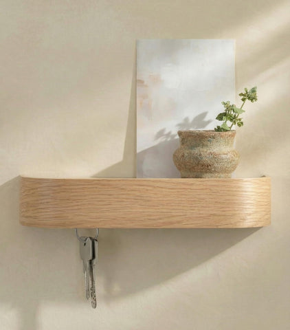 Kazai Toke key holder wall mount with oak finish organizes entryway
