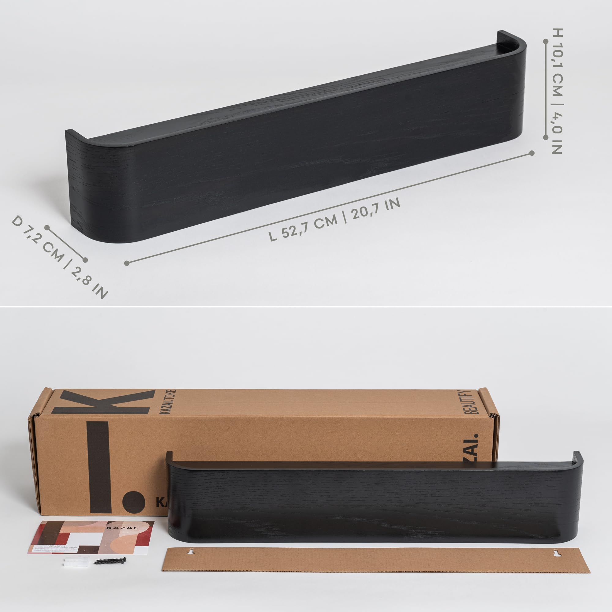 Kazai Toke top shelf holds keys and decor for quick, organized access.