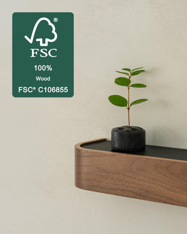 Kazai Toke wood shelf top detail adds space for mail and decor.
