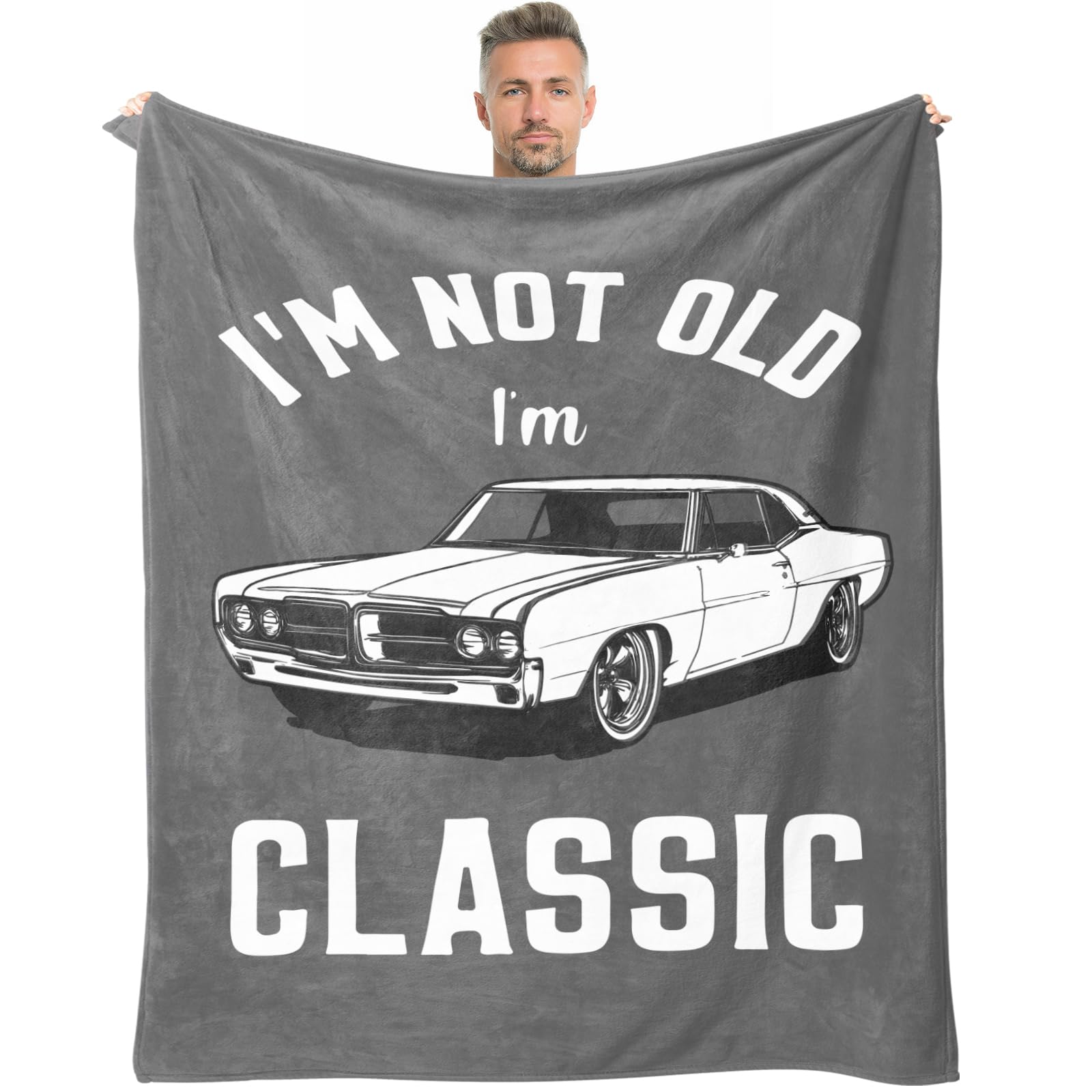 Kazdan over-the-hill blanket with humorous text for milestone celebrations.