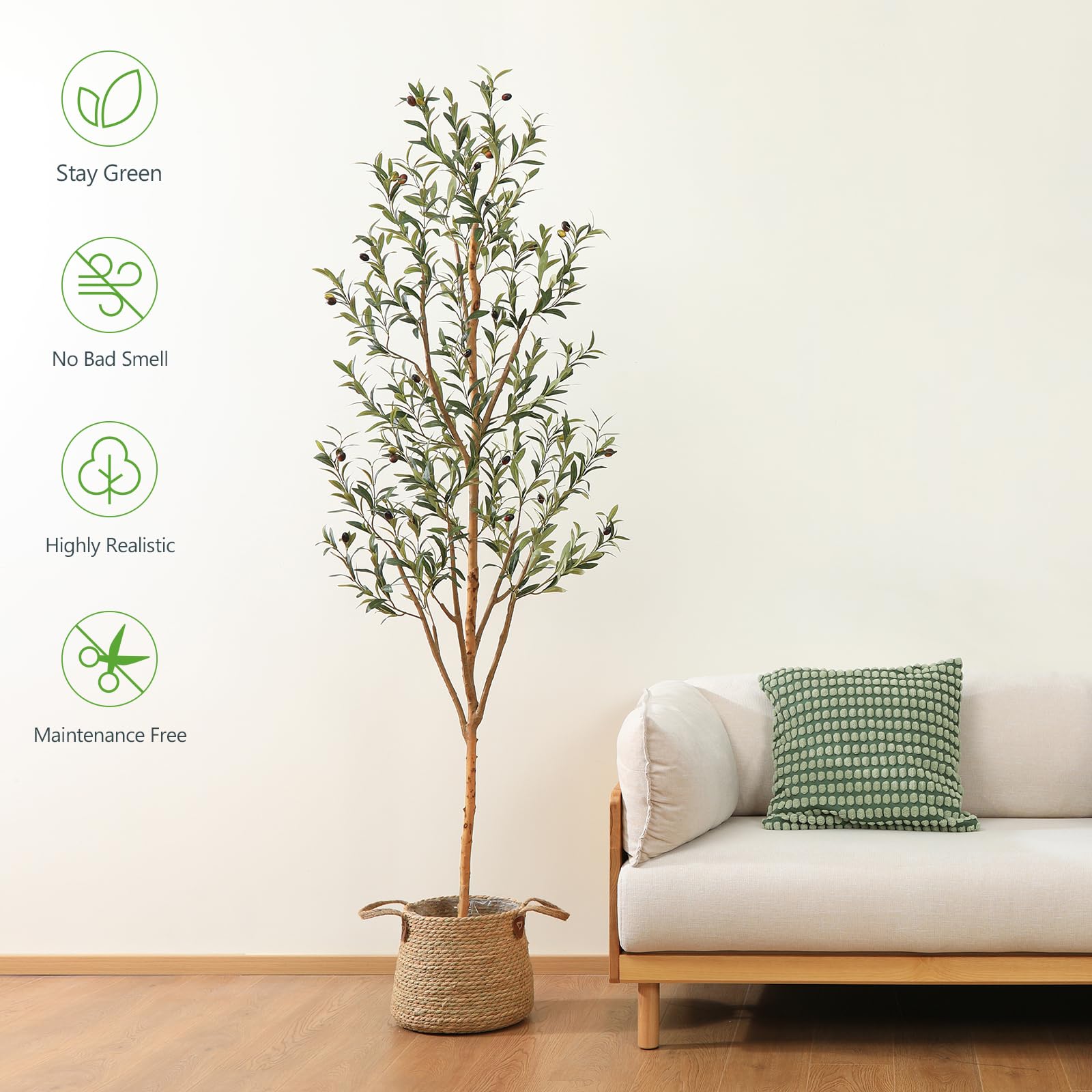 Kazeila 7ft olive tree featuring lifelike leaves for tropical ambience