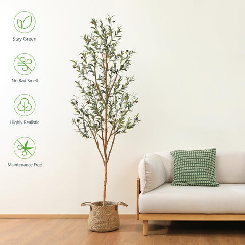 Kazeila 7ft olive tree featuring lifelike leaves for tropical ambience