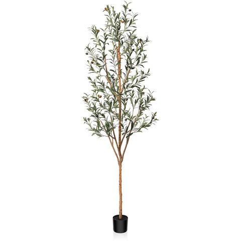 Kazeila artificial olive tree 7ft with natural wood trunk for indoor decor