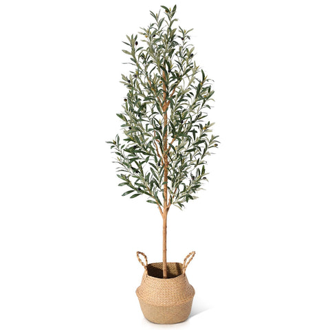 Kazeila faux olive tree 6ft with real wood trunk elevates indoor decor.